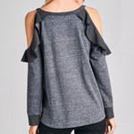 Ruffled Cold Shoulder Sweatshirt Blue Size M Photo 5