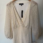 Lulus  gold shimmer dot ruffle mini dress NWT size small‎ Photo 4