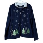 Breckenridge Women Size Large Full Zip Holiday Christmas Sweater Polyester City Photo 0