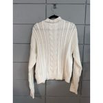 J.Crew Roll Neck Cable Knit Sweater size L in Ivory Fishermancore Photo 2