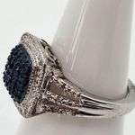 Sun Bronze Silver Plated Clear & Blue Genuine Diamond Ring (6) Photo 2