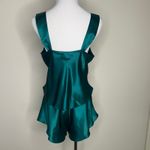 Green Satin 2 Pc Tap Pants Camisole Lingerie Pajamas Nighty Vintage Small Photo 1