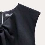 ZARA  MIDI Dress With Front Tie in Navy Blue Size XS Photo 6