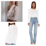 We The Free Free People Natasha Long Sleeve Tee Size Medium Alabaster White  Photo 1