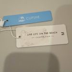 Cupshe  NWT Cheeky Bikini Bottoms Crochet Trim Womens Medium Blue Bohemian Summer Photo 2