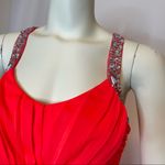 City Triangles  Prom Dress Bright Coral Grecian Formal‎ Gown Beaded Cross Sequins Photo 3
