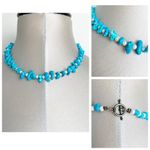 Turquoise Color Bead Nugget Necklace Choker with white pearls Y2K 90s Photo 1