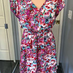 Collective Concepts Collective‎ Concepts Tropical Hawaiian Floral Print V-Neck Flutter Sleeve Dress Photo 0