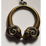 Double Ram Hoop Dangle Earrings Vintage Women Designer Jewelry Gold Photo 2