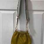 Vera Pelle Mustard‎ Yellow Leather Handbag with Striped Strap and Gold Hardware Green Photo 0