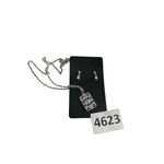 Squared terraced patterned silver toned pendant necklace and earrings Photo 4