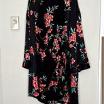 Victoria's Secret Vintage Victoria’s Secret Gold Label 80s Silk Robe Nightgown Black Floral Small Photo 2