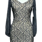 Dress the Population Off Shoulder Blouson Sleeve Lace Dress Black Nude Size S Photo 0