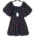 English Factory Black Cherry Print Smocked Mini Dress Medium NWT Photo 1