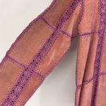 Y2K Vintage Mauve Pink Leather Patchwork Pieced Long Sleeve Top NWT size Medium Photo 2