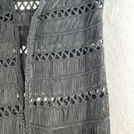 Rock & Roll Cowgirl  L Large Crochet Vest Black Fringe Long Rodeo Whimsigoth Photo 2