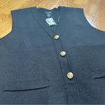 Tahari jacquard knit vest with gold metallic buttons black Sz XL Photo 5