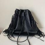 Victoria's Secret NEW Victoria’s Secret faux leather black fringe‎ tassel backpack purse bag Photo 3