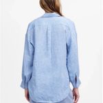Madewell Button Up Linen Blouse in Coastal Blue Sz Medium NWT Photo 5
