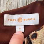 Tory Burch Women's 100% Silk Brown Sleeveless Animal Print Blouse Size 4 Photo 5