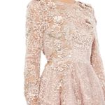 Mac Duggal Size 8 $998 NWT Embellished 3D Flower Long Sleeve A Line Gown Mocha Photo 2