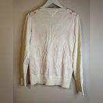 Tommy Hilfiger  Sweater Womens Large Ivory Pink Argyle V Neck Pima Cotton Knit Photo 1