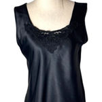Escapades Tank Top Women Small Black Satin Lace Crochet Y2K 90s Cami Vintage Photo 0