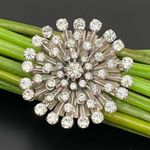 Vintage Unsigned Starburst Snowflake Clear Rhinestones Pendant Brooch 17g Photo 0