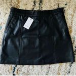 Reiss Mimi Paneled Leather Mini Skirt, Black, Size 10, Designer Luxury, NWT Photo 4