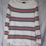 Tommy Hilfiger White Striped Nautical Preppy Long Sleeve Lightweight Sweater Photo 0