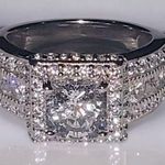 Sterling Silver Ring Size 8 Square CZ Diamond Ring Band Photo 0