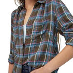 Pilcro Anthropologie Women's Plaid Long Sleeve Collared Button Front Top Small Photo 0