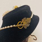 Vintage white pearls with gold crystal breads Necklace and Bracelet set Photo 2