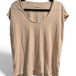 Madewell  Ivory and Orange Striped T Shirt- Size Medium Photo 0