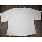 INOAH Crinkle Sunflower Wearable Art White Blouse Shirt Size Small Short Sleeve Photo 4