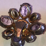 Vintage Sterling Purple CZ Foil Back Open Back Floral Clip On Earrings Photo 4