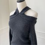 Anthropologie Moth Dark Grey Cold Shoulder Cross Neck Wool Alpaca Sweater M Photo 7
