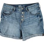Old Navy Blue High Rise Secret Slim Pockets Button Cuffed Denim Jeans Shorts 6 Photo 0