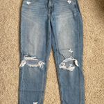 American Eagle Light Wash Ripped Mom Jeans Photo 0