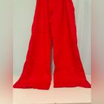 Love Tree Vibrant Red Wide-Leg Pants Linen Viscose Stretchy Photo 2