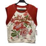 Pilcro Anthropologie Muscle Sweatshirt Size S Cream Floral Graphic Orange Photo 5