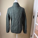 Aran Crafts Irish Cable Knit Side Zip 100% Merino Wool Sweater Size large Green Photo 9