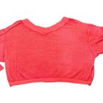 Free People We The Free Women's S Pink V-Neck Long Sleeve Waffle Knit Top Photo 3