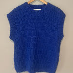 English Factory  Cobalt Blue Chunky Knit Women’s Sweater Vest Acrylic Material M Photo 0