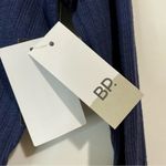 BP . Women’s Scoop Neck Waffle Knit Cropped Henley Long Sleeve Navy Size Med NWT Photo 3