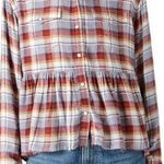 Lucky Brand Women’s Plaid Western Babydoll Shirt XXL Photo 1