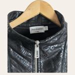 Juicy Couture Black Embossed Logo Print Zip Up Mock Neck Moto Jacket Size XL Photo 1