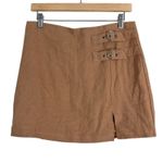 Umgee Mini Skirt Womens S Brown Linen Cotton Buckle Slit Neutral Scandinavian Photo 1