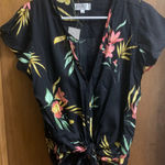 XIX PALMS Honolulu Hawaii Womens Black Floral Tie Front Short Sleeve Top Size M Size M Photo 0
