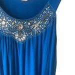 Boston Proper  Y2k Women's Size‎ XS Blue Beaded Jeweled Babydoll Going Out Top Photo 3
